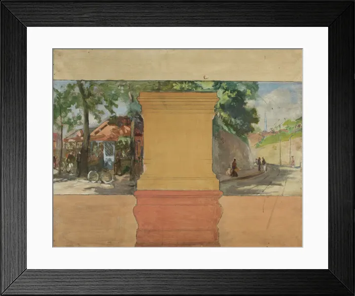 Framed Print : Sketch for the town hall of Vanves: View of Vanves with guinguette, 1902. Creator: Paul Leon Felix Schmitt Framed Print : Sketch for the town hall of Vanves: View of Vanves with guinguette, 1902. Creator: Paul Leon Felix Schmitt