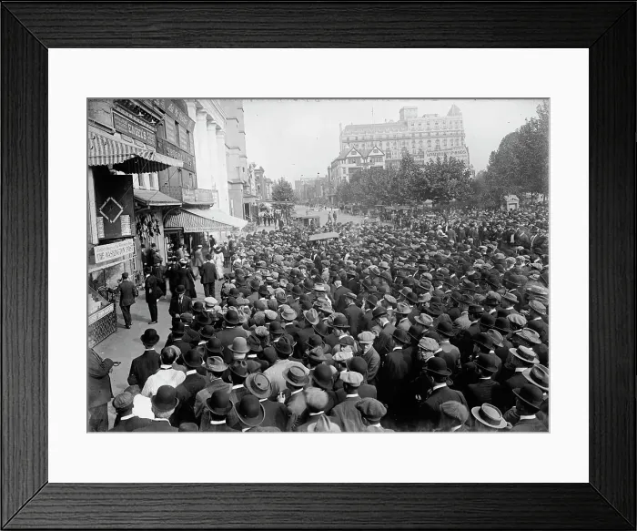 Framed Print : Baseball, Professional - Crowds At Scoreboard, 1912. Creator: Harris & Ewing. Baseball, Professional - Crowds At Scoreboard, 1912. Creator: Harris & Ewing Framed Print : Baseball, Professional - Crowds At Scoreboard, 1912. Creator: Harris & Ewing. Baseball, Professional - Crowds At Scoreboard, 1912. Creator: Harris & Ewing