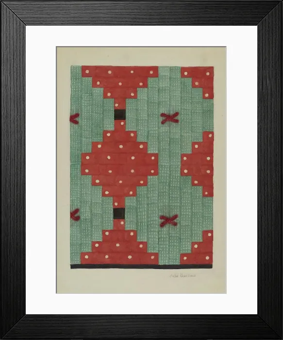 Framed Print : Log Cabin Quilt, c. 1941. Creator: Ada Barnes Framed Print : Log Cabin Quilt, c. 1941. Creator: Ada Barnes