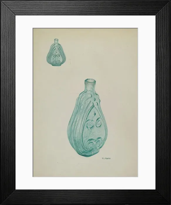 Framed Print : Deep Aquamarine Bottle, c. 1941. Creator: V. L. Vance Framed Print : Deep Aquamarine Bottle, c. 1941. Creator: V. L. Vance