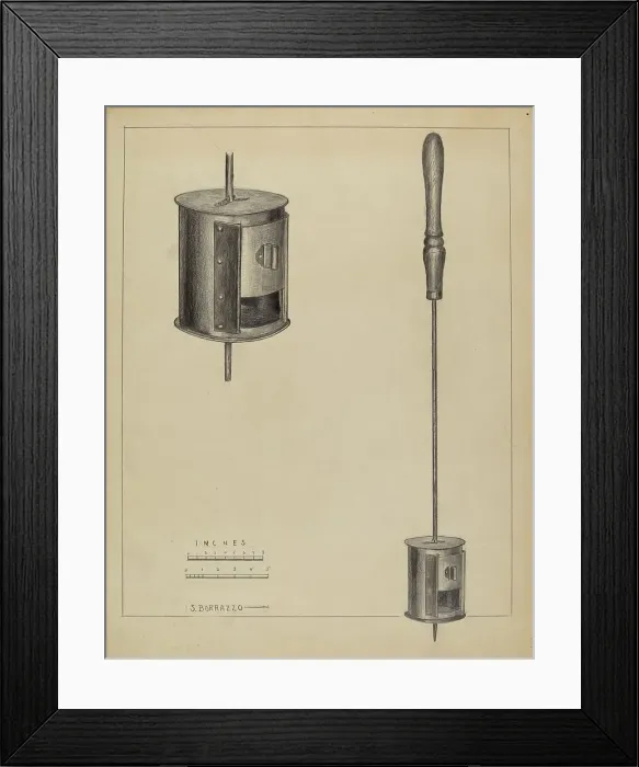 Framed Print : Fireplace Coffee Roaster, c. 1936. Creator: Salvatore Borrazzo Framed Print : Fireplace Coffee Roaster, c. 1936. Creator: Salvatore Borrazzo