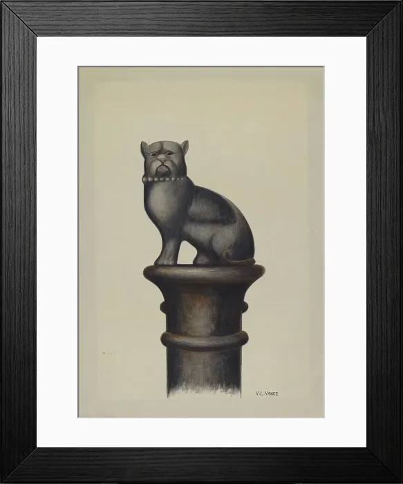 Framed Print : Cast Iron Hitching Post, c. 1941. Creator: V. L. Vance Framed Print : Cast Iron Hitching Post, c. 1941. Creator: V. L. Vance