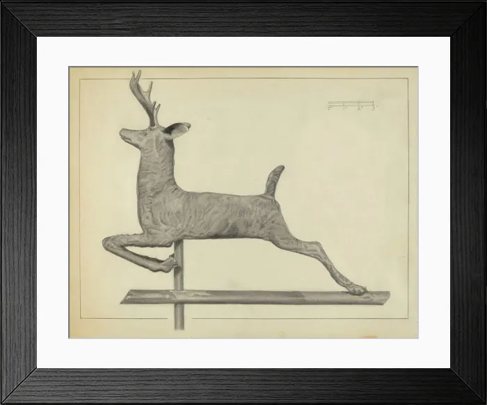Framed Print : Deer Weather Vane, c. 1938. Creator: Salvatore Borrazzo Framed Print : Deer Weather Vane, c. 1938. Creator: Salvatore Borrazzo