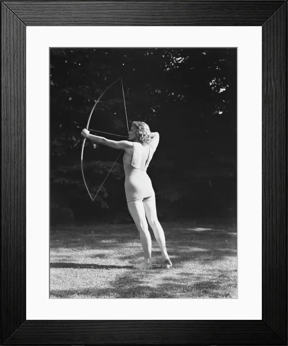 Framed Print : Chase, Diana, Miss, doing archery, 1933 June 22. Creator: Arnold Genthe Framed Print : Chase, Diana, Miss, doing archery, 1933 June 22. Creator: Arnold Genthe