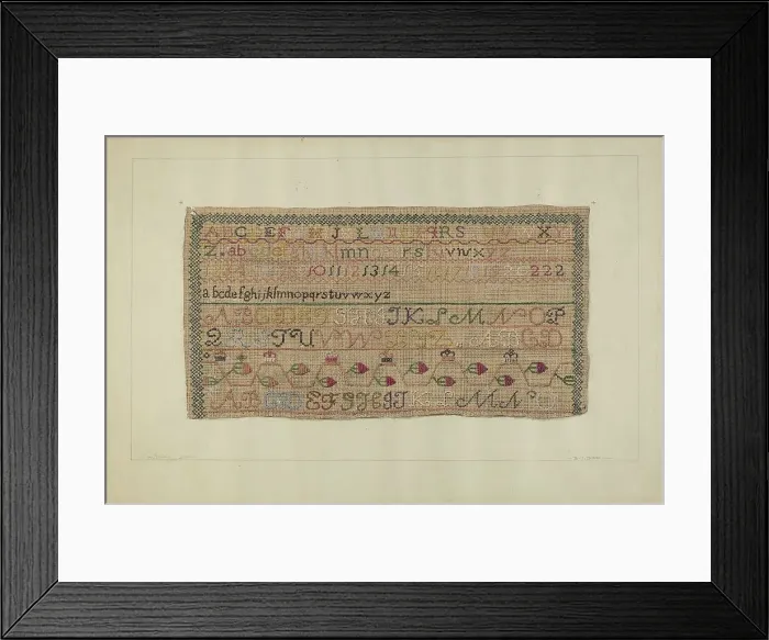 Framed Print : Embroidery Sampler, c. 1937. Creator: Elzy. J. Bird Framed Print : Embroidery Sampler, c. 1937. Creator: Elzy. J. Bird
