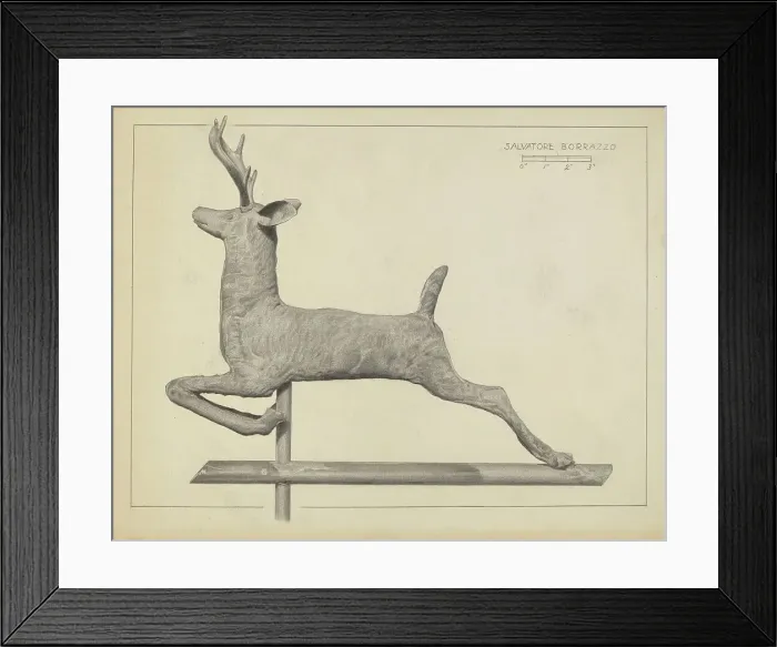 Framed Print : Deer Weather Vane, c. 1938. Creator: Salvatore Borrazzo Framed Print : Deer Weather Vane, c. 1938. Creator: Salvatore Borrazzo
