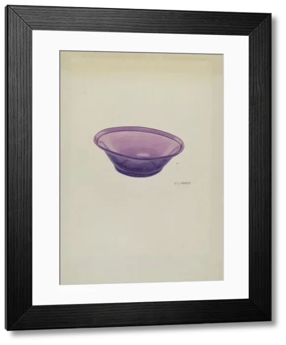 Framed Print : Amethyst Glass Bowl, c. 1940. Creator: V. L. Vance Framed Print : Amethyst Glass Bowl, c. 1940. Creator: V. L. Vance