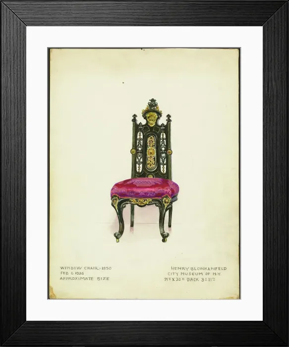 Framed Print : Window Chair (one of a pair), 1936. Creator: Henry Blonkenfeld Framed Print : Window Chair (one of a pair), 1936. Creator: Henry Blonkenfeld