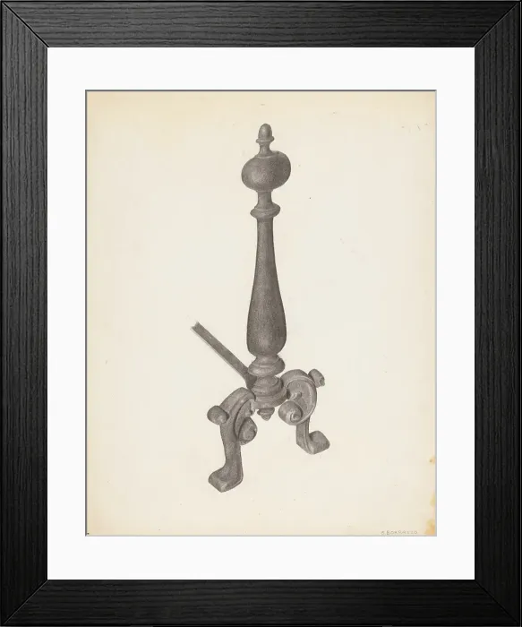 Framed Print : Andiron (one of pair), c. 1938. Creator: Salvatore Borrazzo