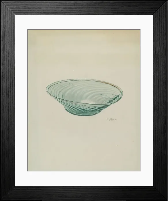 Framed Print : Flat Glass Bowl, c. 1940. Creator: V. L. Vance Framed Print : Flat Glass Bowl, c. 1940. Creator: V. L. Vance