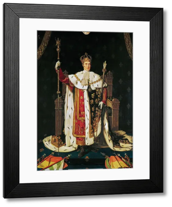 Framed Print : Portrait of King Charles X of France (1757-1836) in Anointment Robe, 1829. Creator: Ingres, Jean Auguste Dominique (1780-1867) Framed Print : Portrait of King Charles X of France (1757-1836) in Anointment Robe, 1829. Creator: Ingres, Jean Auguste Dominique (1780-1867)