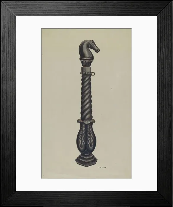 Framed Print : Cast Iron Hitching Post, c. 1941. Creator: V. L. Vance Framed Print : Cast Iron Hitching Post, c. 1941. Creator: V. L. Vance