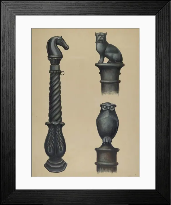 Framed Print : Cast Iron Hitching Post, c. 1941. Creator: V. L. Vance Framed Print : Cast Iron Hitching Post, c. 1941. Creator: V. L. Vance