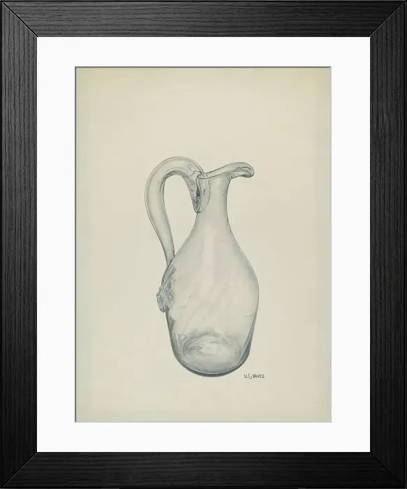 Framed Print : Clear Glass Cruet, c. 1941. Creator: V. L. Vance Framed Print : Clear Glass Cruet, c. 1941. Creator: V. L. Vance