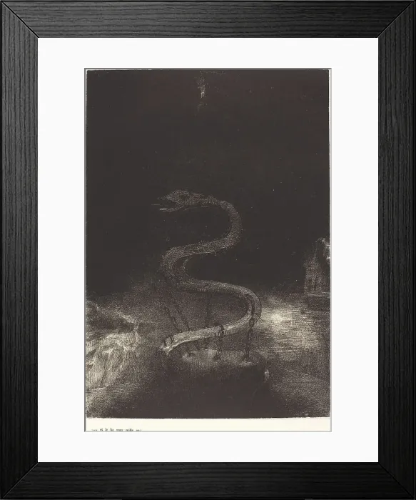 Framed Print : Et le lia pour mille ans (And bound him a thousand years), 1899. Creator: Odilon Redon Framed Print : Et le lia pour mille ans (And bound him a thousand years), 1899. Creator: Odilon Redon
