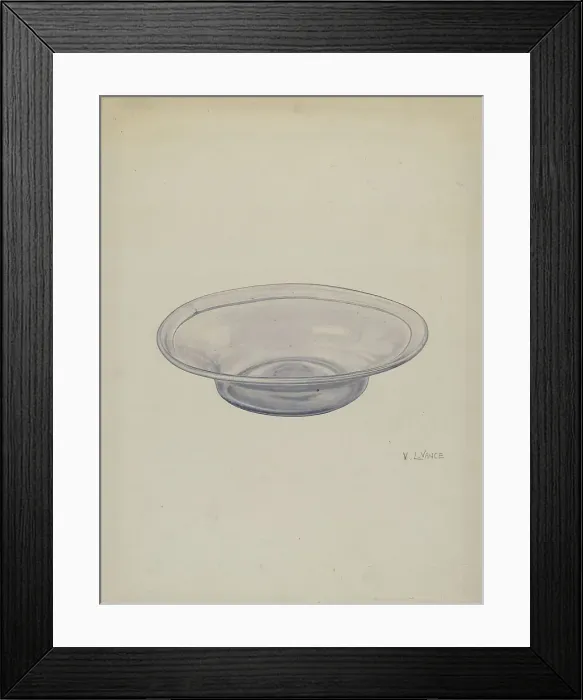 Framed Print : Glass Sauce Dish, c. 1940. Creator: V. L. Vance Framed Print : Glass Sauce Dish, c. 1940. Creator: V. L. Vance