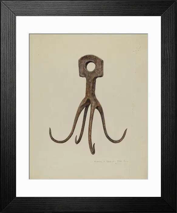 Framed Print : Iron Pot Hook, c. 1940. Creator: Marin J. Bright