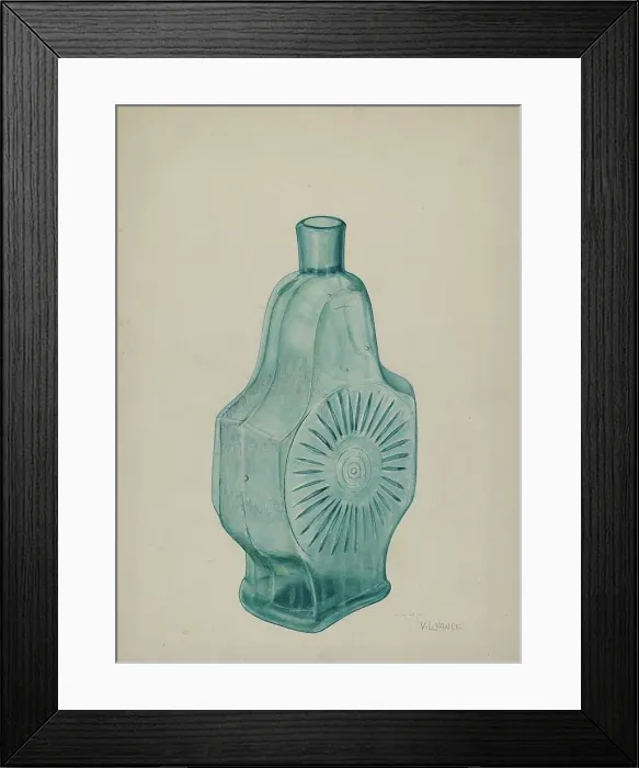 Framed Print : Blue-Green Flask, c. 1941. Creator: V. L. Vance Framed Print : Blue-Green Flask, c. 1941. Creator: V. L. Vance