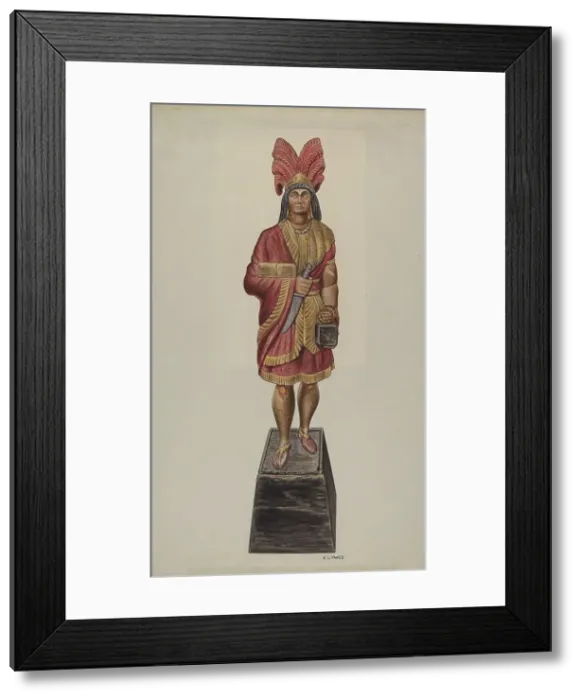 Framed Print : Cigar Store Indian, c. 1941. Creator: V. L. Vance Framed Print : Cigar Store Indian, c. 1941. Creator: V. L. Vance