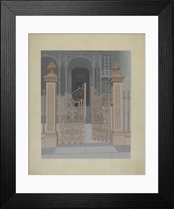Framed Print : Cast Iron Gate, c. 1936. Creator: Joseph L. Boyd Framed Print : Cast Iron Gate, c. 1936. Creator: Joseph L. Boyd