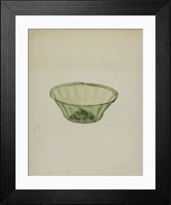 Framed Print : Glass Bowl, c. 1940. Creator: V. L. Vance Framed Print : Glass Bowl, c. 1940. Creator: V. L. Vance