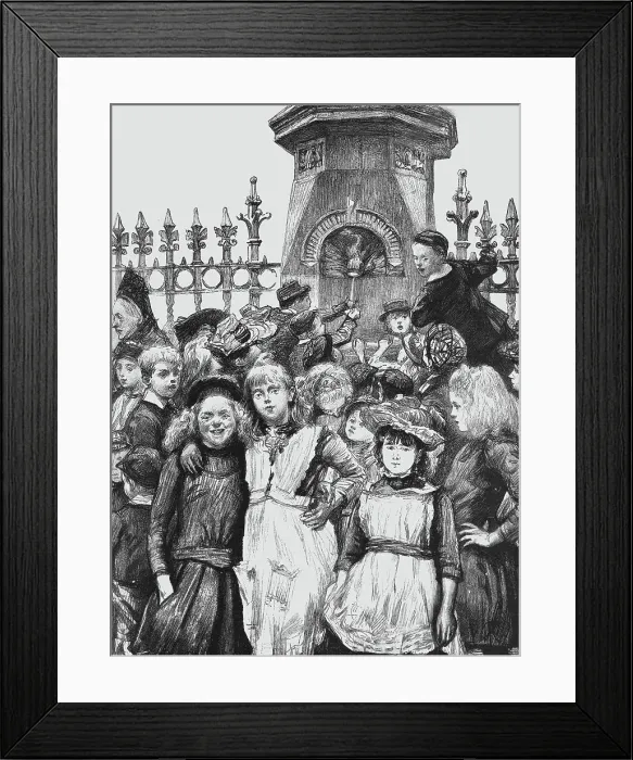 Framed Print : Free Education -- Children Drinking at a Fountain out of School Hours, 1891. Creator: Paul Charles Renouard Framed Print : Free Education -- Children Drinking at a Fountain out of School Hours, 1891. Creator: Paul Charles Renouard