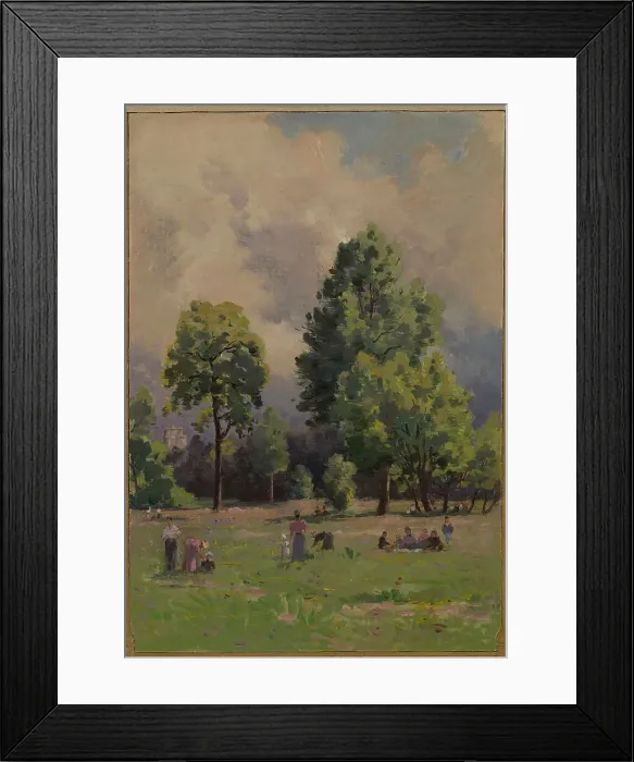 Framed Print : Sketch for the town hall of Vincennes: View of the Bois de Vincennes, 1898. Creator: Paul Leon Felix Schmitt Framed Print : Sketch for the town hall of Vincennes: View of the Bois de Vincennes, 1898. Creator: Paul Leon Felix Schmitt