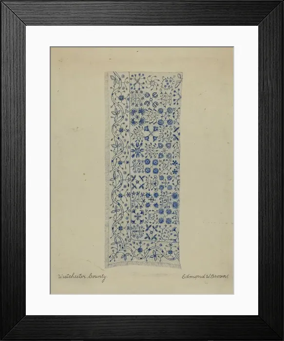 Framed Print : Wool Coverlet, c. 1936. Creator: Edmond W. Brown Framed Print : Wool Coverlet, c. 1936. Creator: Edmond W. Brown