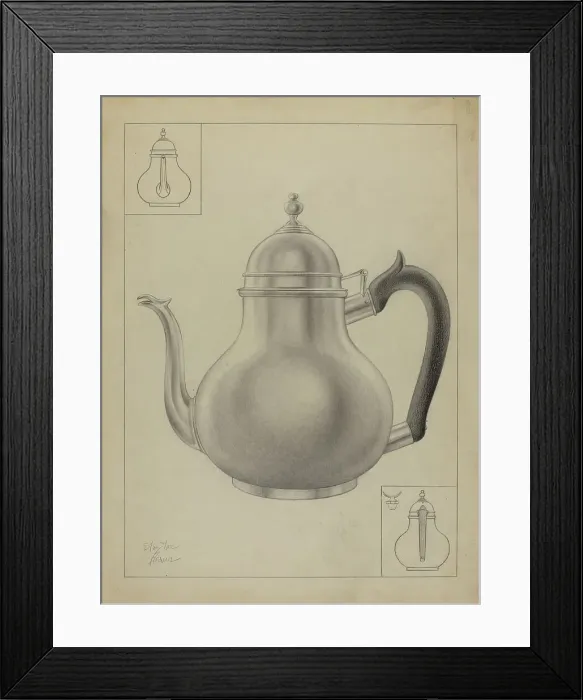 Framed Print : Silver Teapot, 1935 / 1942. Creator: Clayton Braun Framed Print : Silver Teapot, 1935 / 1942. Creator: Clayton Braun