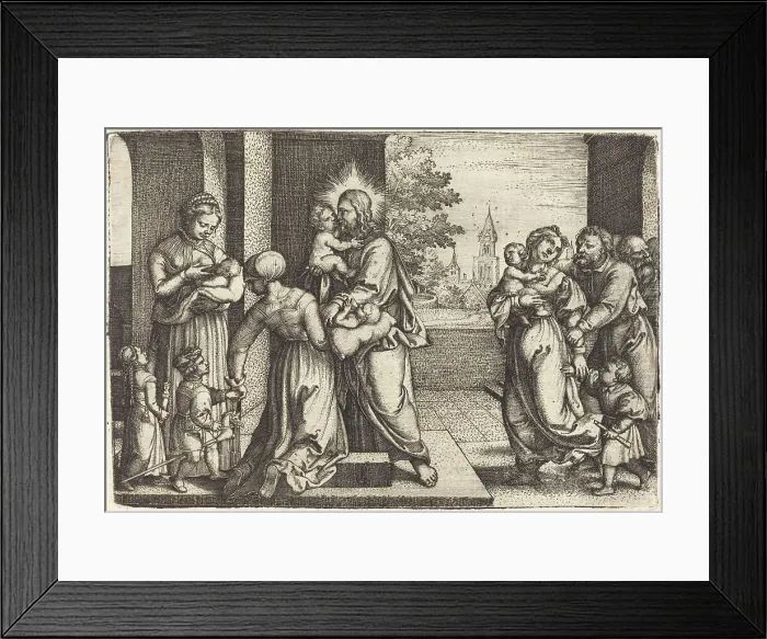 Framed Print : Christ Surrounded by Children. Creator: Georg Pencz Framed Print : Christ Surrounded by Children. Creator: Georg Pencz