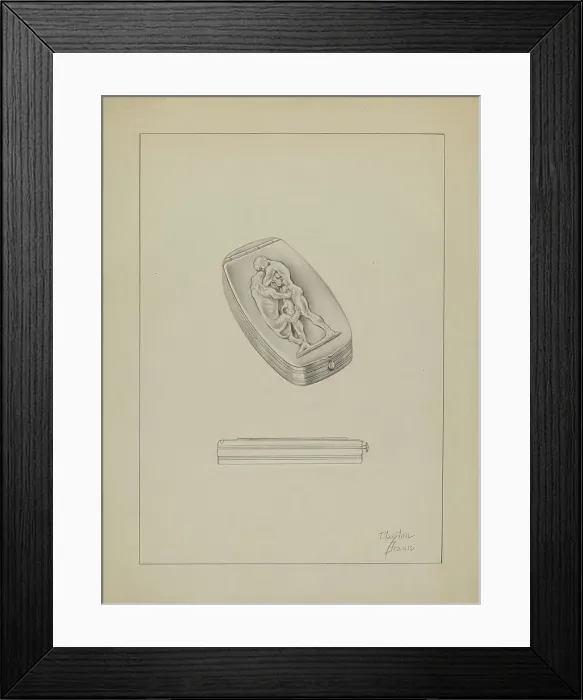 Framed Print : Silver Snuff Box, c. 1936. Creator: Clayton Braun Framed Print : Silver Snuff Box, c. 1936. Creator: Clayton Braun