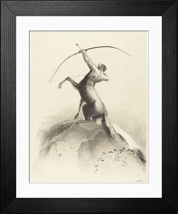 Framed Print : Centaur visant les Nues (Centaur aiming at the Clouds), 1895. Creator: Odilon Redon Framed Print : Centaur visant les Nues (Centaur aiming at the Clouds), 1895. Creator: Odilon Redon