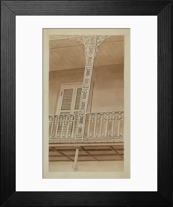 Framed Print : Cast Iron Balcony, c. 1936. Creator: Lucien Verbeke Framed Print : Cast Iron Balcony, c. 1936. Creator: Lucien Verbeke