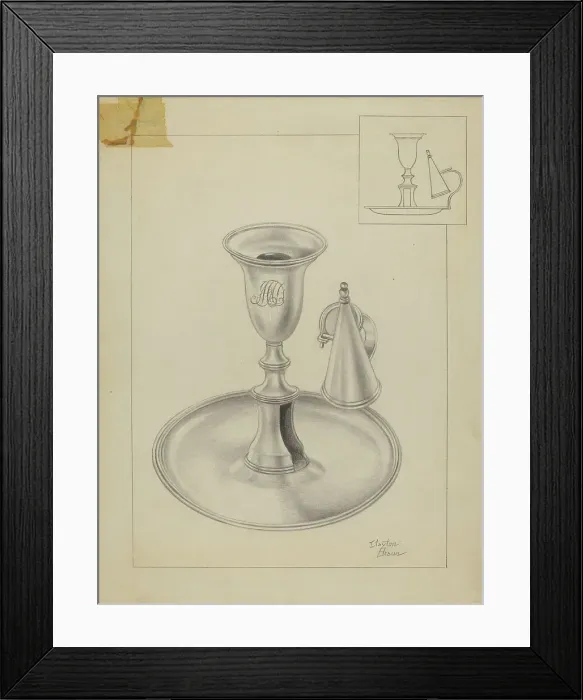 Framed Print : Silver Candlestick Holder, c. 1936. Creator: Clayton Braun Framed Print : Silver Candlestick Holder, c. 1936. Creator: Clayton Braun