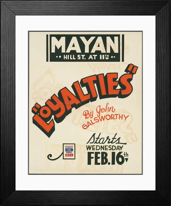 Framed Print : Loyalties, Los Angeles, [193-]. Creator: Unknown