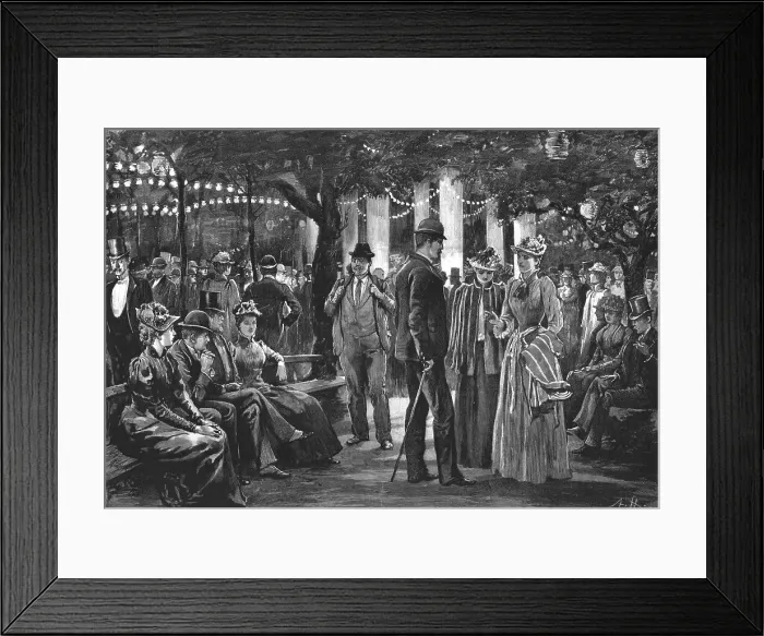 Framed Print : The Evening Promenade at the German Exhibition, 1891. Creator: Arthur Hopkins Framed Print : The Evening Promenade at the German Exhibition, 1891. Creator: Arthur Hopkins