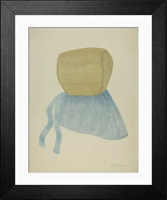Framed Print : Shaker Straw Bonnet, c. 1937. Creator: Mona Brown Framed Print : Shaker Straw Bonnet, c. 1937. Creator: Mona Brown