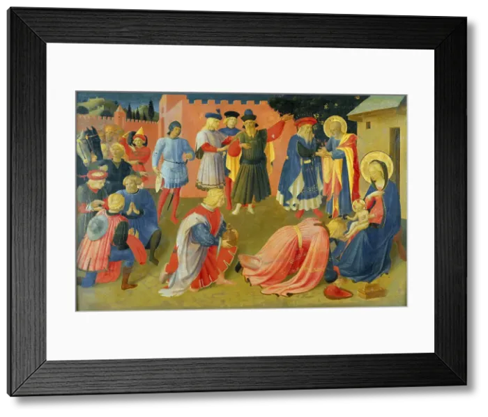 Framed Print : The Adoration of the Magi (Predella of the Tabernacle of the Linaioli), ca. 1433. Creator: Angelico, Fra Giovanni, da Fiesole (ca. 1400-1455) Framed Print : The Adoration of the Magi (Predella of the Tabernacle of the Linaioli), ca. 1433. Creator: Angelico, Fra Giovanni, da Fiesole (ca. 1400-1455)