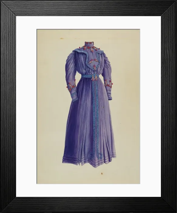 Framed Print : Blue Afternoon Dress, c. 1938. Creator: Lucien Verbeke Framed Print : Blue Afternoon Dress, c. 1938. Creator: Lucien Verbeke