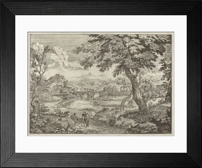 Framed Print : Double Arched Bridge, 1696. Creator: Crescenzio Onofri Framed Print : Double Arched Bridge, 1696. Creator: Crescenzio Onofri