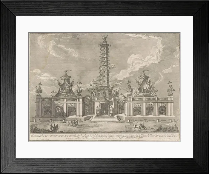 Framed Print : The Seconda Macchina for the Chinea of 1758: The Porcelain Tower of Nanjing, 1758. Creator: Giuseppe Pozzi Framed Print : The Seconda Macchina for the Chinea of 1758: The Porcelain Tower of Nanjing, 1758. Creator: Giuseppe Pozzi