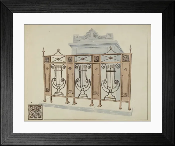 Framed Print : Iron Gate and Fence, c. 1936. Creator: Lucien Verbeke Framed Print : Iron Gate and Fence, c. 1936. Creator: Lucien Verbeke