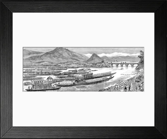 Framed Print : The Viceroy's Tour in Kashmir - The Procession of Boats with His Excellency, 1891. Creator: Unknown Framed Print : The Viceroy's Tour in Kashmir - The Procession of Boats with His Excellency, 1891. Creator: Unknown
