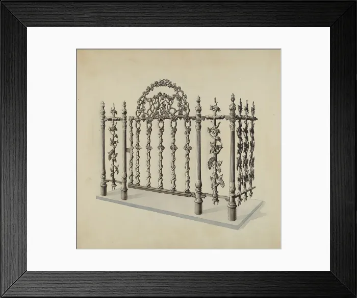 Framed Print : Cast Iron Gate and Fence, c. 1936. Creator: Lucien Verbeke Framed Print : Cast Iron Gate and Fence, c. 1936. Creator: Lucien Verbeke