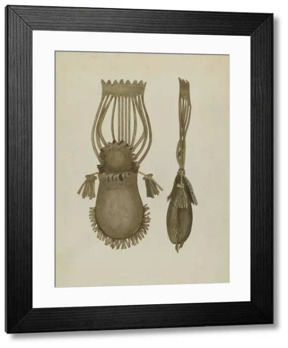 Framed Print : Buckskin Purse, c. 1937. Creator: Benjamin Bryant Framed Print : Buckskin Purse, c. 1937. Creator: Benjamin Bryant