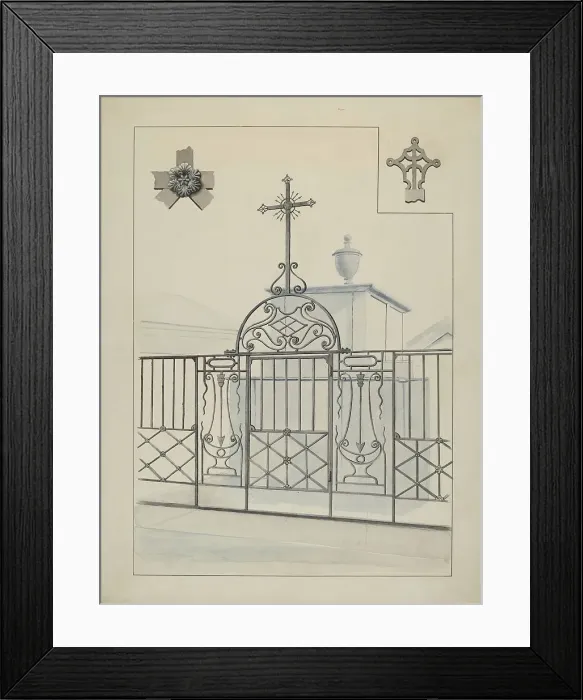Framed Print : Iron Gate and Fence, c. 1936. Creator: Lucien Verbeke Framed Print : Iron Gate and Fence, c. 1936. Creator: Lucien Verbeke