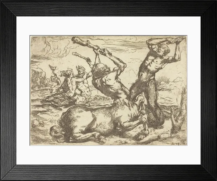 Framed Print : Battle between a Centaur and a Triton. Creator: Ribera, Jusepe de, circle of Framed Print : Battle between a Centaur and a Triton. Creator: Ribera, Jusepe de, circle of