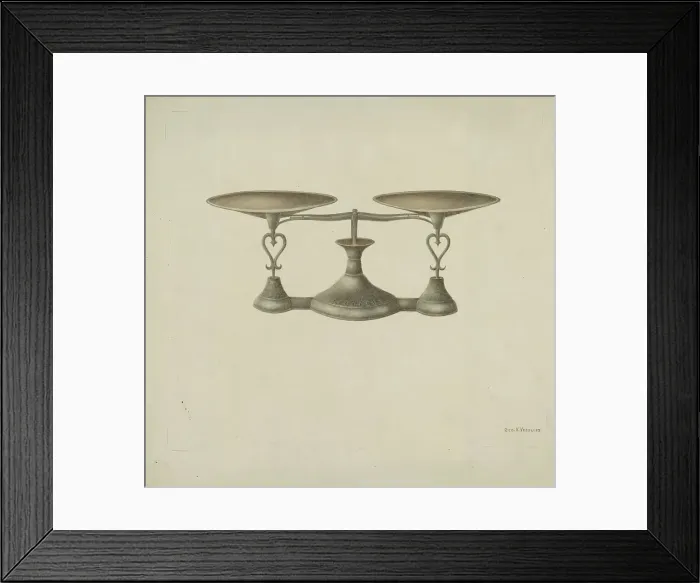 Framed Print : Shaker Scales, c. 1941. Creator: George V. Vezolles Framed Print : Shaker Scales, c. 1941. Creator: George V. Vezolles