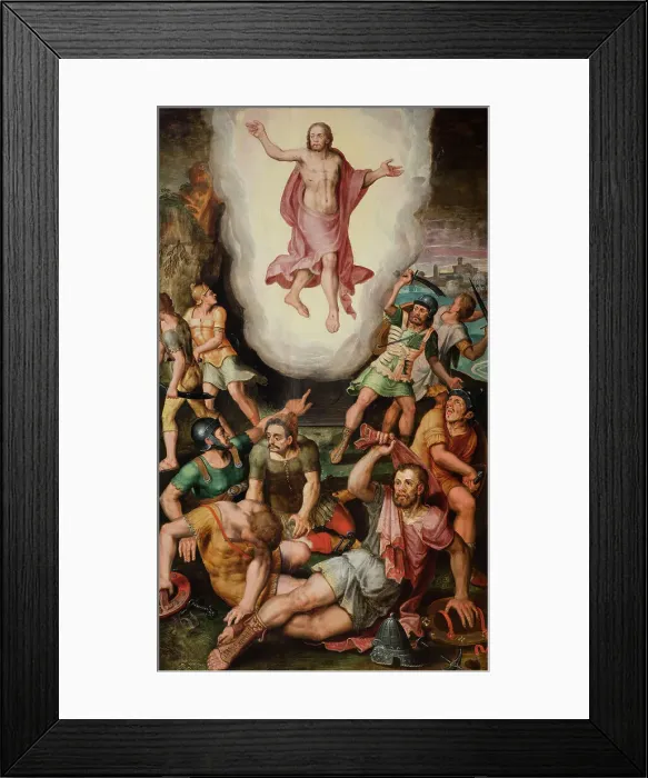 Framed Print : The Resurrection (Triptych, central panel), 1560. Creator: Robionoy, Jean de (active Mid of the 16th cen.) Framed Print : The Resurrection (Triptych, central panel), 1560. Creator: Robionoy, Jean de (active Mid of the 16th cen.)