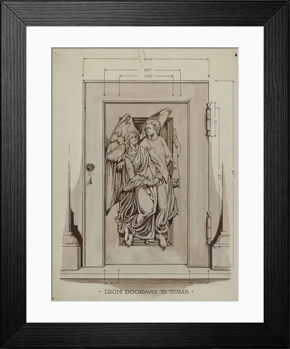 Framed Print : Iron Doorway to Tomb, c. 1936. Creator: Thomas Byrne Framed Print : Iron Doorway to Tomb, c. 1936. Creator: Thomas Byrne